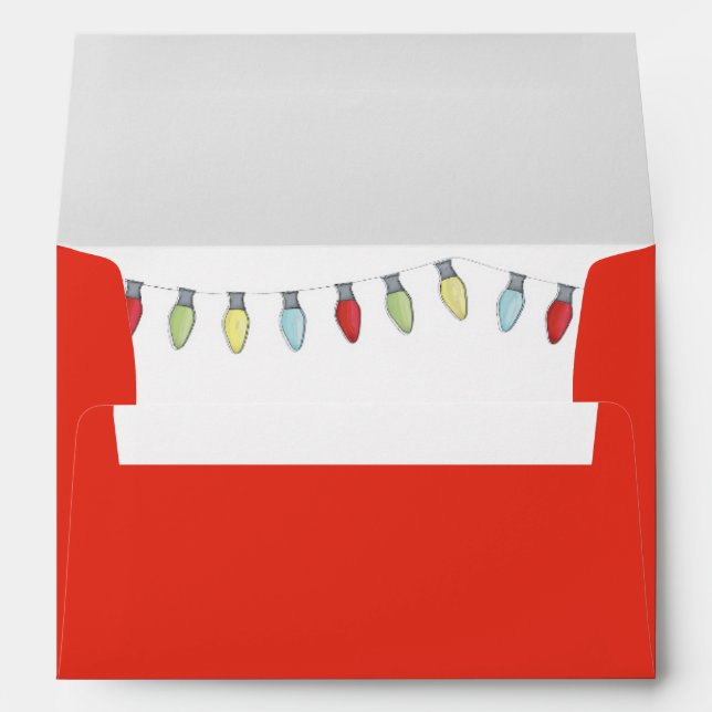 Cheerful Whimsical Christmas String Lights 5x7 Envelope (Back (Bottom))