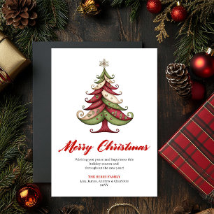Cheerful whimsical Christmas tree greeting card