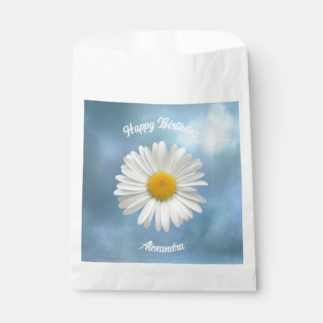 Cheerful White Daisy Favour Bags (Front)