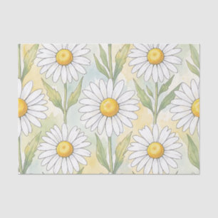 Cheerful White Daisy Floral Pattern Tissue Paper