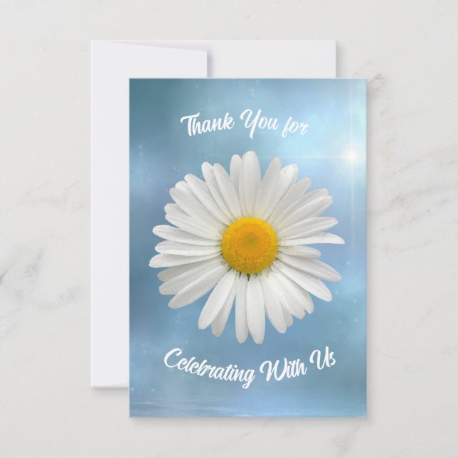 Cheerful White Daisy Thank You Card (Front)