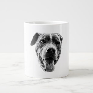 Cheerful Wink Pitbull Mix—Close Face Large Coffee Mug
