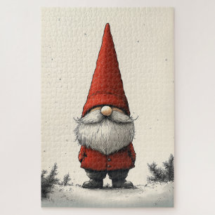 Cheerful Winter Gnome in Red Hat Jigsaw Puzzle