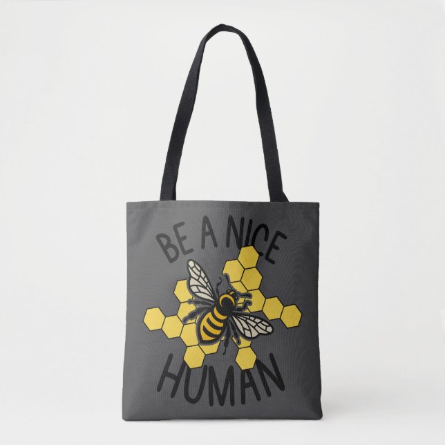 Cheerful Yellow Bumble Bee Tote Bag: Nature's Deli (Front)