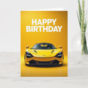 Cheerful Yellow Car Birthday Card