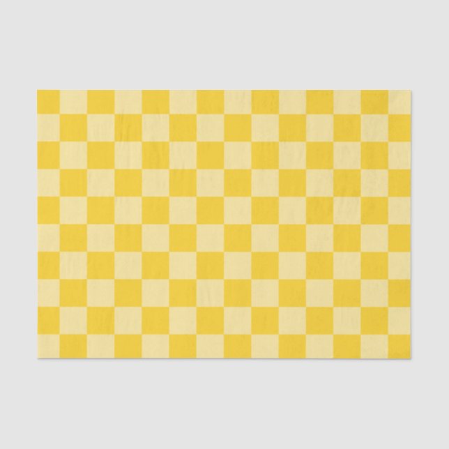 Cheerful Yellow Checkered Pattern Tissue Paper (Front)