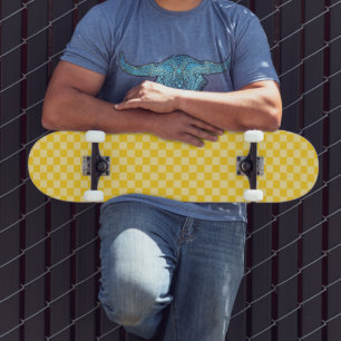 Cheerful Yellow Chequered Pattern Skateboard