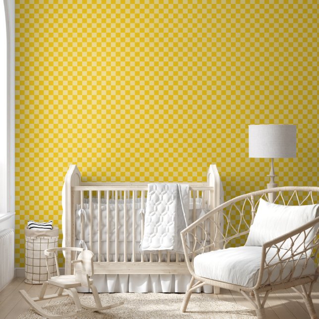 Cheerful Yellow Chequered Pattern Wallpaper (Kids)