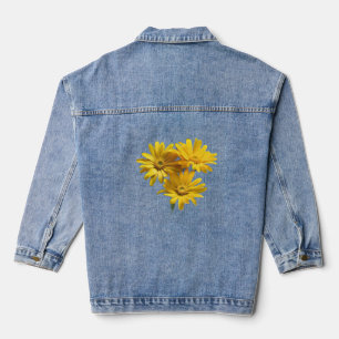 Cheerful Yellow Daisy Floral Denim Jacket