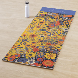 Cheerful Yellow Floral Yoga Mat
