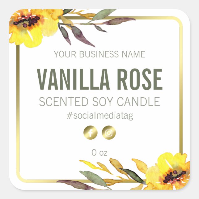 Cheerful Yellow Flowers On White Product Labels (Front)