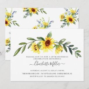 Cheerful Yellow Sunflower Birthday Party Invitation