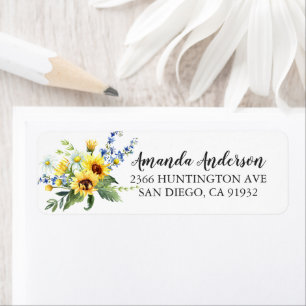 Cheerful Yellow Sunflower Bridal Shower Labels