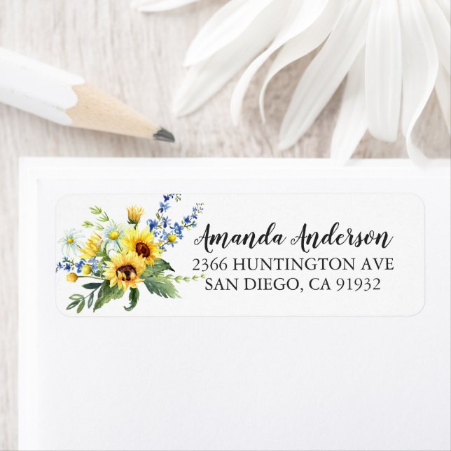 Cheerful Yellow Sunflower Bridal Shower Labels (Insitu)