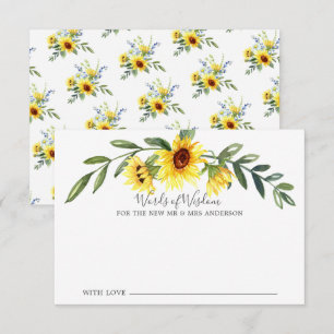 Cheerful Yellow Sunflower Bride Words of Wisdom Invitation
