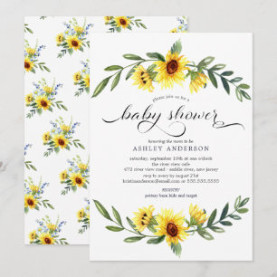 Cheerful Yellow Sunflower Floral Baby Shower Invitation