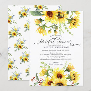 Cheerful Yellow Sunflower Floral Bridal Shower Invitation
