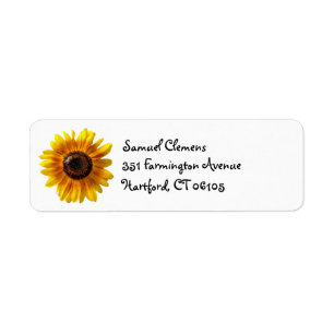 Cheerful Yellow Sunflower with Bee Address Label