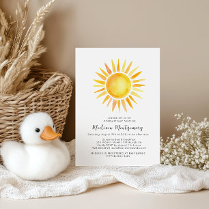 Cheerful Yellow Sunshine Gingham Baby Shower  Invitation