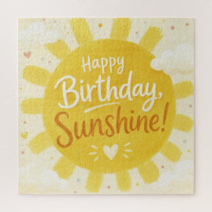 Cheerful Yellow Sunshine Happy Birthday Jigsaw Puzzle