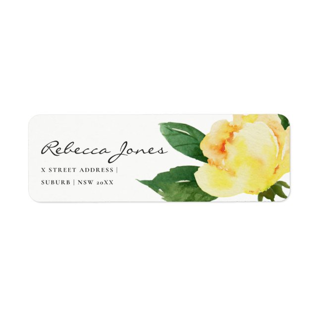 CHEERFUL YELLOW WATERCOLOR FLORAL ADDRESS (Front)