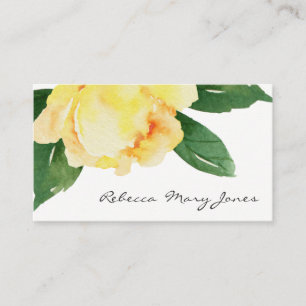 CHEERFUL YELLOW WATERCOLOR FLORAL ADDRESS BUSINESS CARD