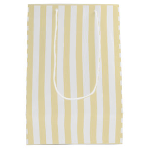  Cheerful Yellow White Stripe All Occasion Craft  Medium Gift Bag