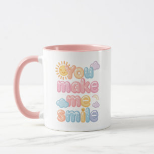 Cheerful "You Make Me Smile" Bubble Font Mug