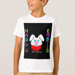 Cheerfully Happy Easter Bunny Boys White T Shirt