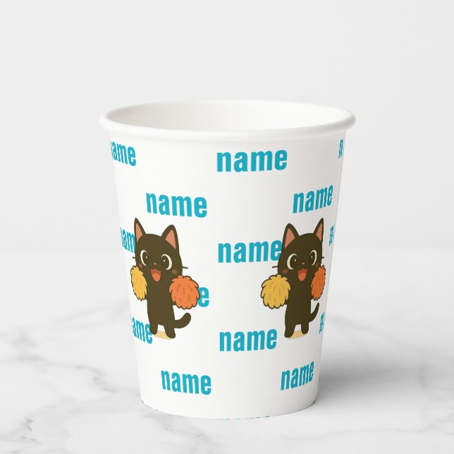 Cheering Black Cat Paper Cups (Back)