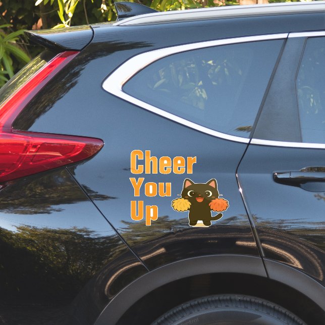 Cheering Black Kitty (Car Side)