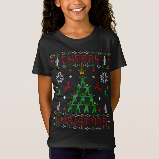Cheering Cheerleader Ugly Christmas Sweater Party (Front)