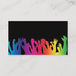 Cheering crowds with a rainbow effect business card