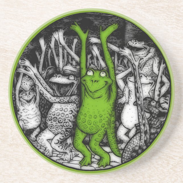 Cheering Frogs Coaster (Front)