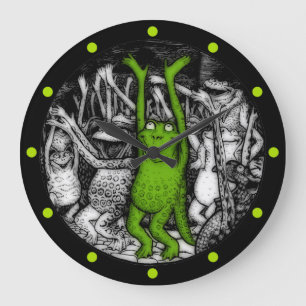 Cheering Frogs Large Clock