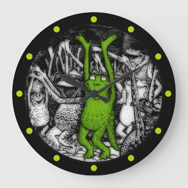 Cheering Frogs Large Clock (Front)
