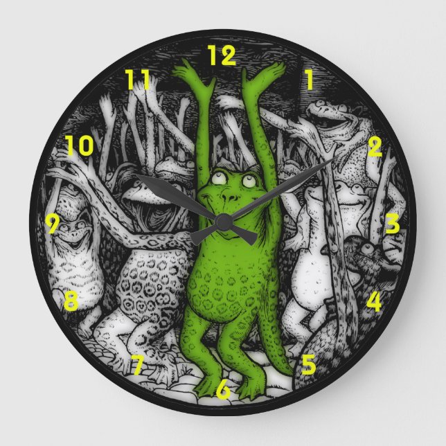 Cheering Frogs Large Clock (Front)