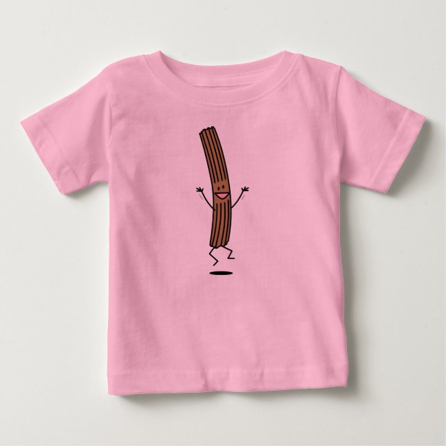 Cheering Jumping Churro Baby T-Shirt (Front)