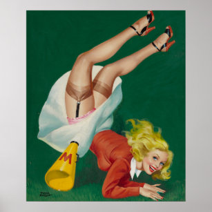 Cheerleader 1951 Pin Up Art Poster