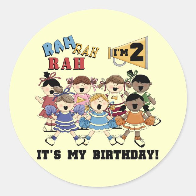 Cheerleader 2nd Birthday Tshirts and Gifts Classic Round Sticker (Front)