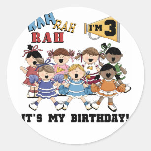 Cheerleader 3rd Birthday T-shirts and Gifts Classic Round Sticker