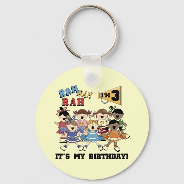 Cheerleader 3rd Birthday T-shirts and Gifts Key Ring (Front)