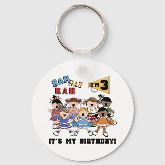 Cheerleader 3rd Birthday T-shirts and Gifts Key Ring (Front)