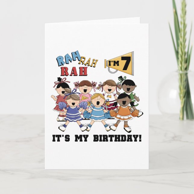 Cheerleader 7th Birthday Tshirts and Gifts Card (Front)