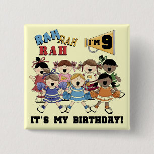 Cheerleader 9th Birthday Tshirts and Gifts 15 Cm Square Badge