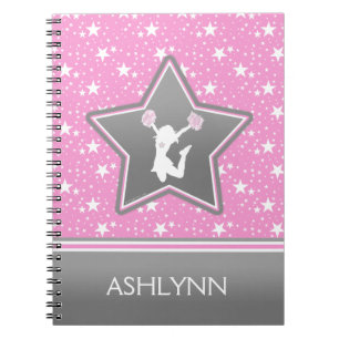 Cheerleader Among the Stars in Pink with YOUR NAME Notebook