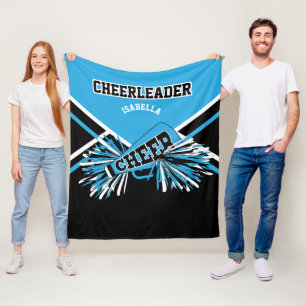 📣 Cheerleader Baby Blue, Black & White Fleece Blanket