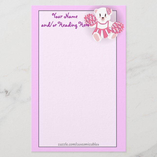 Cheerleader Bear Stationery (Front)