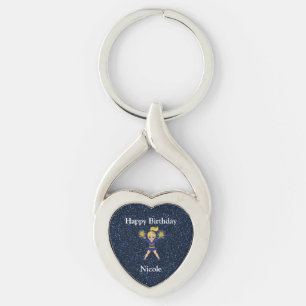 Cheerleader Birthday Blonde Girl Metal Keychain