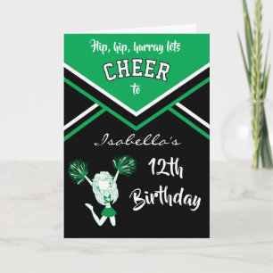 Cheerleader Birthday - DIY Name and Age - Green Card